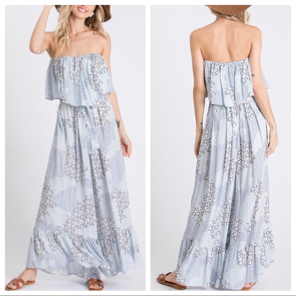 FLORAL PRINT FLOUNCE OFF THE SHOULDER JUMPSUIT - Picture 3 of 9